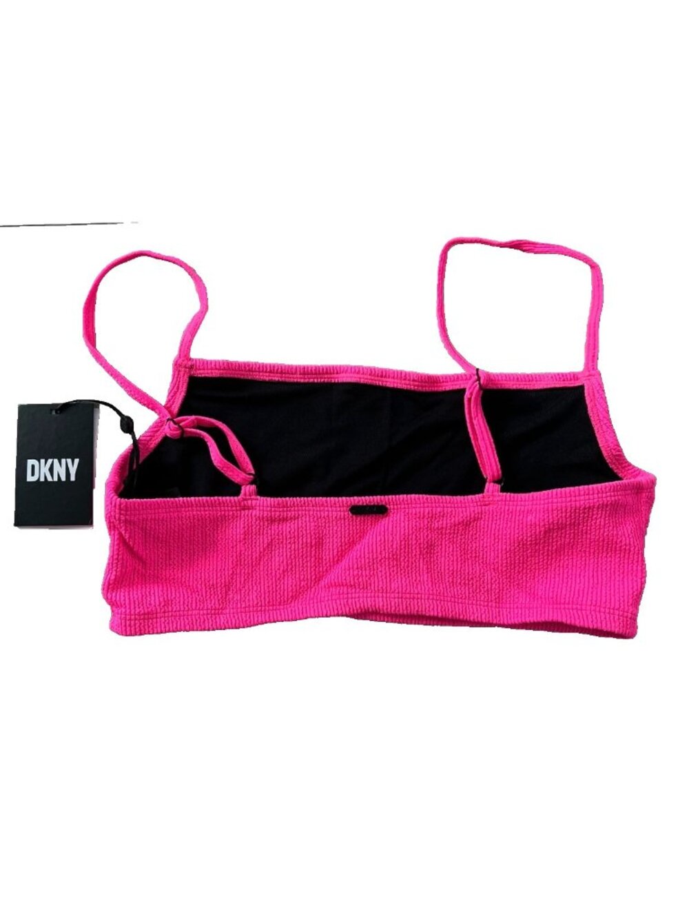 DKNY Textured Bralette Bikini Top Neon Pink ( L ) - Picture 4 of 4